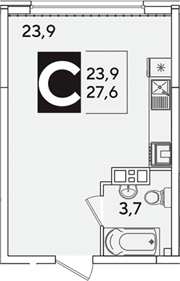 Продается 1-комн. квартира, 27.6 м²