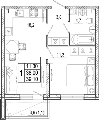 Продается 2-комн. квартира, 38 м²