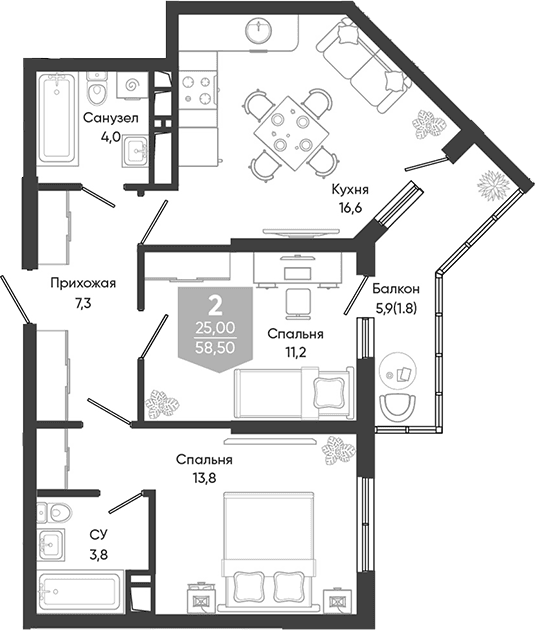 Продается 3-комн. квартира, 56.7 м²