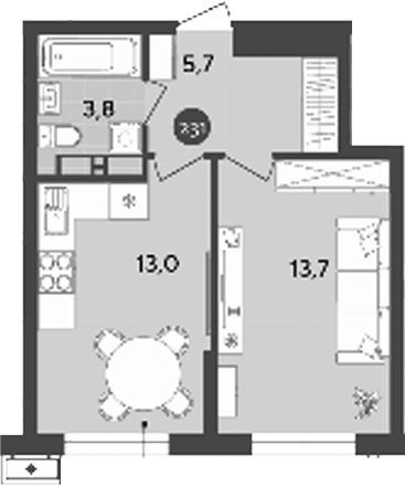 Продается 1-комн. квартира, 36.2 м²