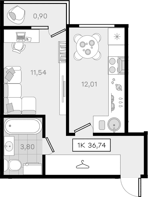 Продается 1-комн. квартира, 35.84 м²