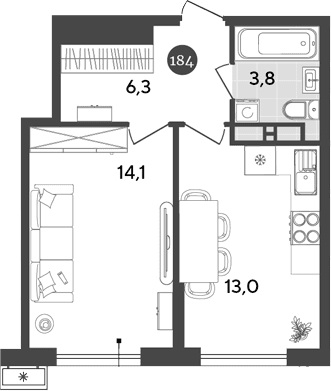 Продается 1-комн. квартира, 37.2 м²