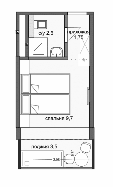Продается 1-комн. квартира, 14.6 м²