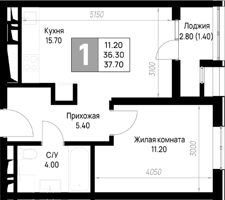 Продается 1-комн. квартира, 36.3 м²