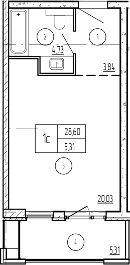 Продается 1-комн. квартира, 29.11 м²