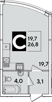 Продается 1-комн. квартира, 26.8 м²