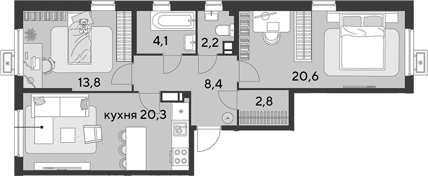 Продается 3-комн. квартира, 72.2 м²