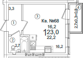 Продается 1-комн. квартира, 22.2 м²