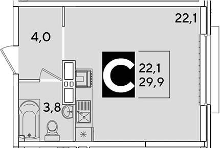 Продается 1-комн. квартира, 29.9 м²