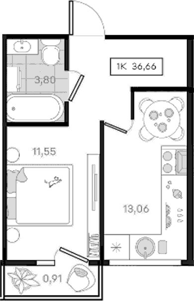 Продается 1-комн. квартира, 35.75 м²