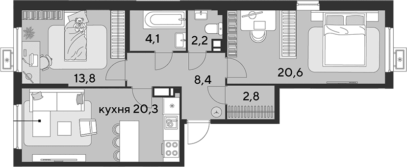 Продается 3-комн. квартира, 72.2 м²