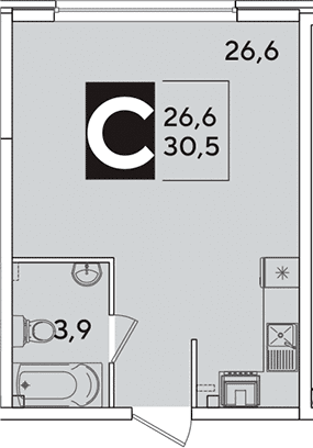 Продается 1-комн. квартира, 30.5 м²