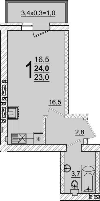 Продается 1-комн. квартира, 23 м²