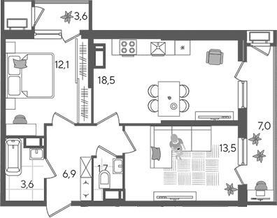 Продается 3-комн. квартира, 56.3 м²