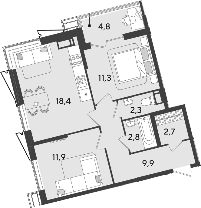 Продается 3-комн. квартира, 60.4 м²