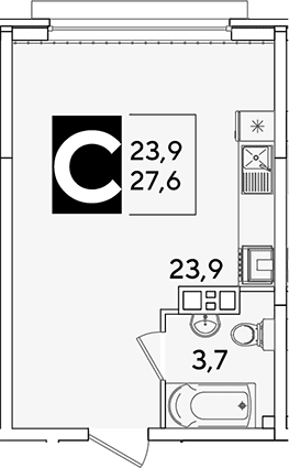 Продается 1-комн. квартира, 27.6 м²
