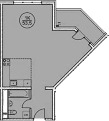 Продается 1-комн. квартира, 53.5 м²