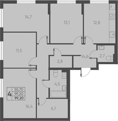 Продается 4-комн. квартира, 99.2 м²