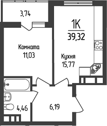 Продается 1-комн. квартира, 37.45 м²