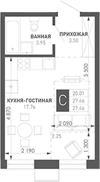 Продается 1-комн. квартира, 28.73 м²