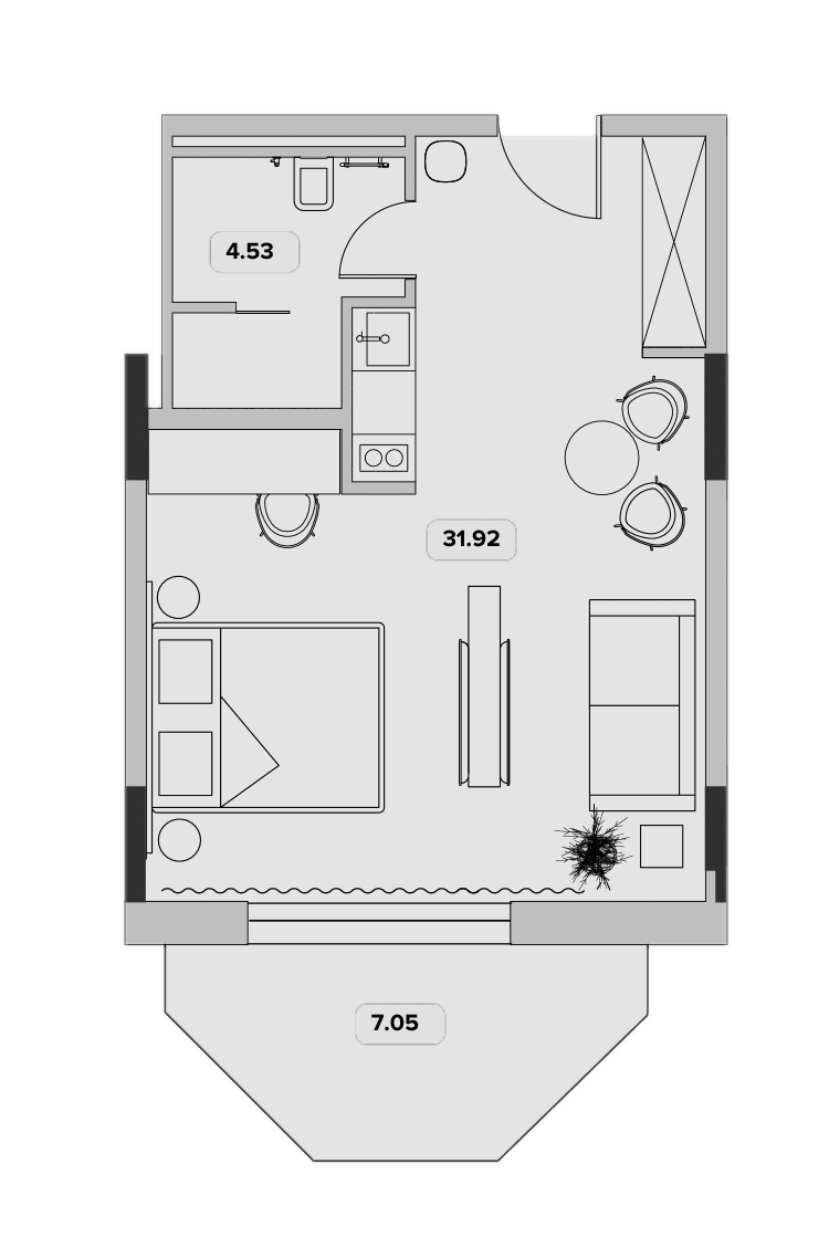 Продается 1-комн. квартира, 44.1 м²