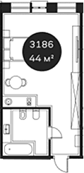 Продается 1-комн. квартира, 43.59 м²