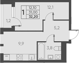 Продается 1-комн. квартира, 31 м²