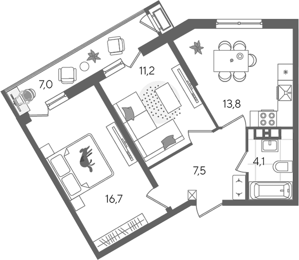 Продается 2-комн. квартира, 53.3 м²