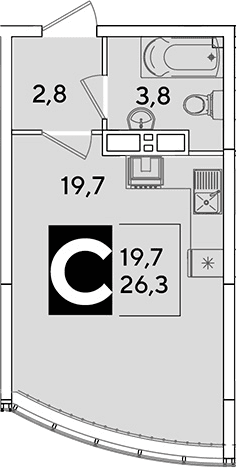 Продается 1-комн. квартира, 26.3 м²