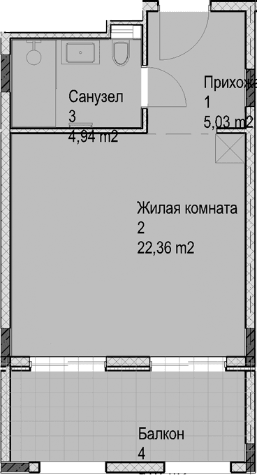 Продается 1-комн. квартира, 32.3 м²