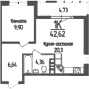 Продается 1-комн. квартира, 41.2 м²