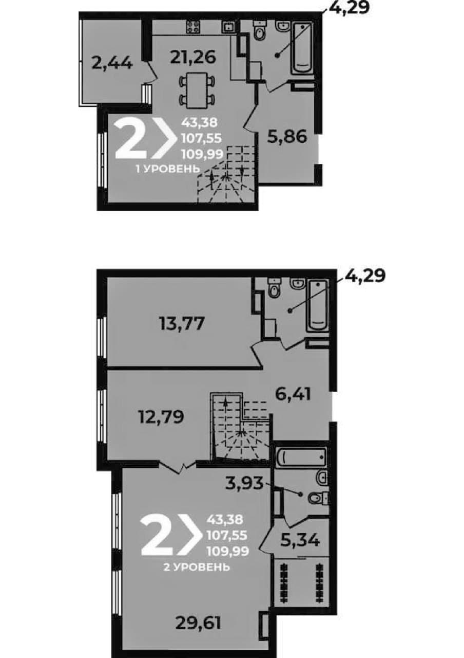 Продается 3-комн. квартира, 107.55 м²