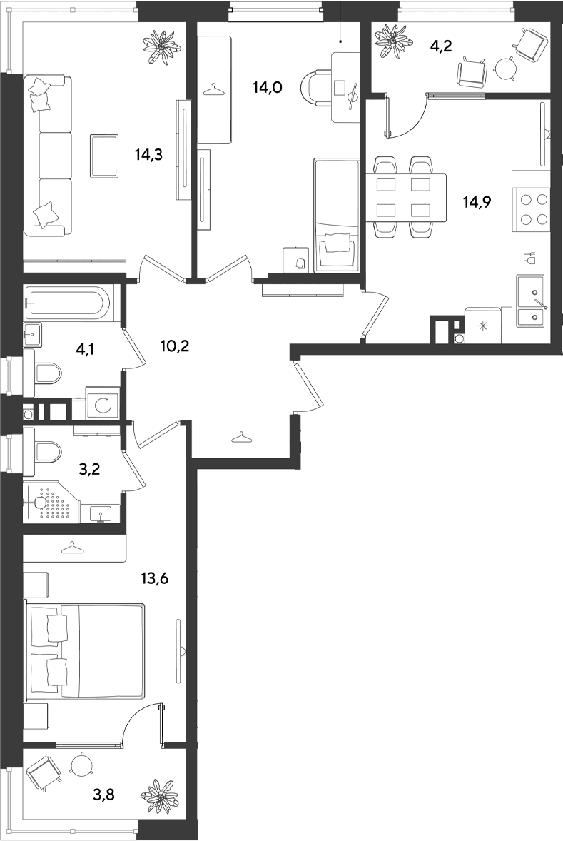 Продается 3-комн. квартира, 74.3 м²