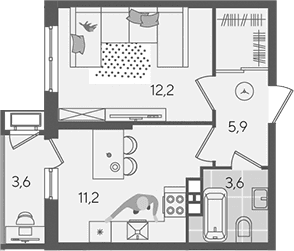 Продается 1-комн. квартира, 32.9 м²