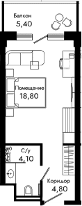 Продается 1-комн. квартира, 27.7 м²