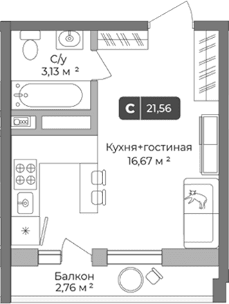 Продается 1-комн. квартира, 20.73 м²