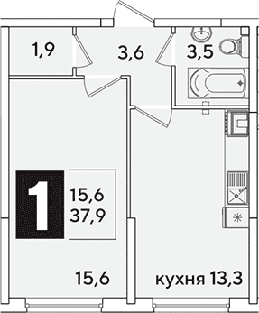 Продается 1-комн. квартира, 37.9 м²