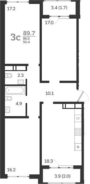 Продается 4-комн. квартира, 84.6 м²