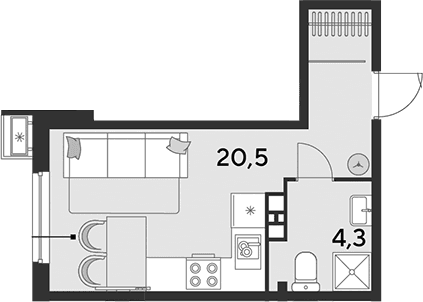 Продается 1-комн. квартира, 24.8 м²