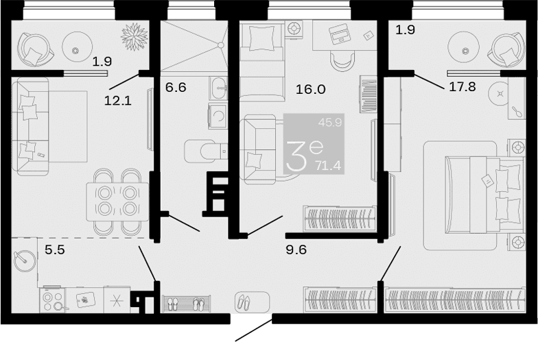 Продается 3-комн. квартира, 67.6 м²