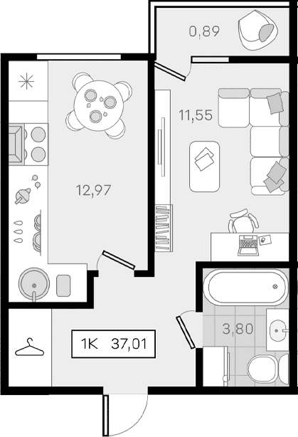 Продается 1-комн. квартира, 36.12 м²