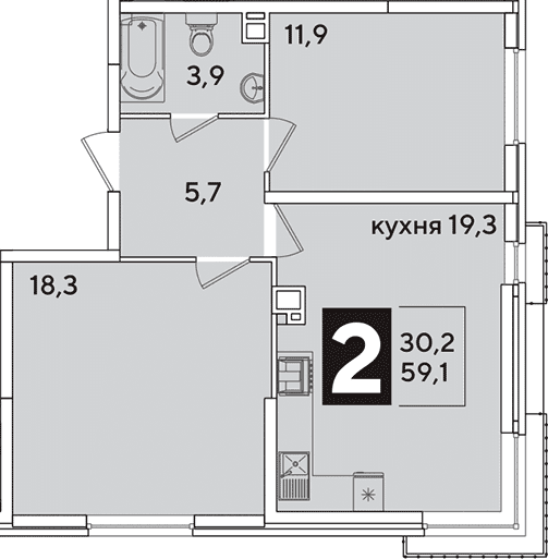 Продается 3-комн. квартира, 59.1 м²