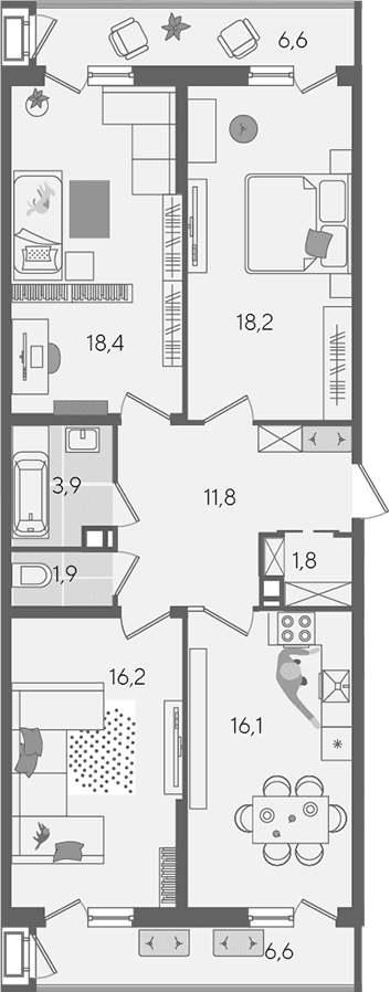 Продается 4-комн. квартира, 88.3 м²