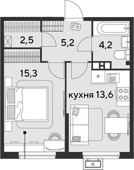 Продается 1-комн. квартира, 40.8 м²