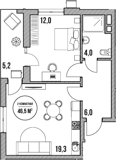 Продается 2-комн. квартира, 41.3 м²
