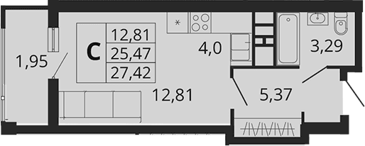 Продается 1-комн. квартира, 26.18 м²