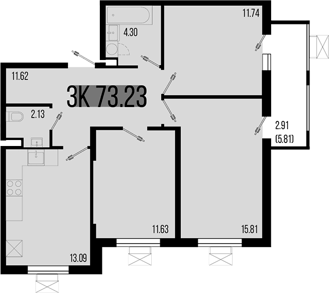Продается 3-комн. квартира, 70.32 м²