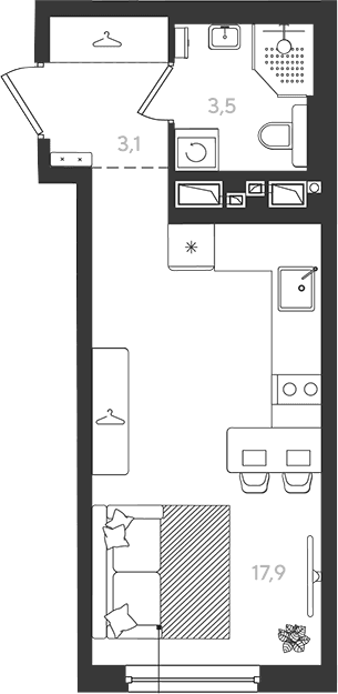 Продается 1-комн. квартира, 24.5 м²