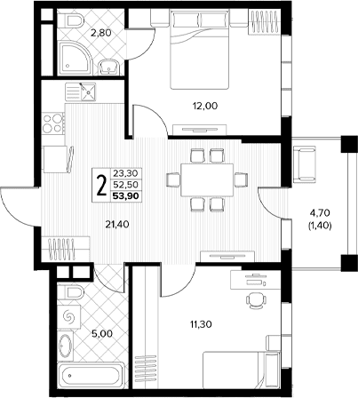 Продается 3-комн. квартира, 52.5 м²