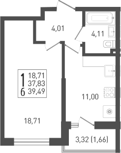 Продается 1-комн. квартира, 38.5 м²